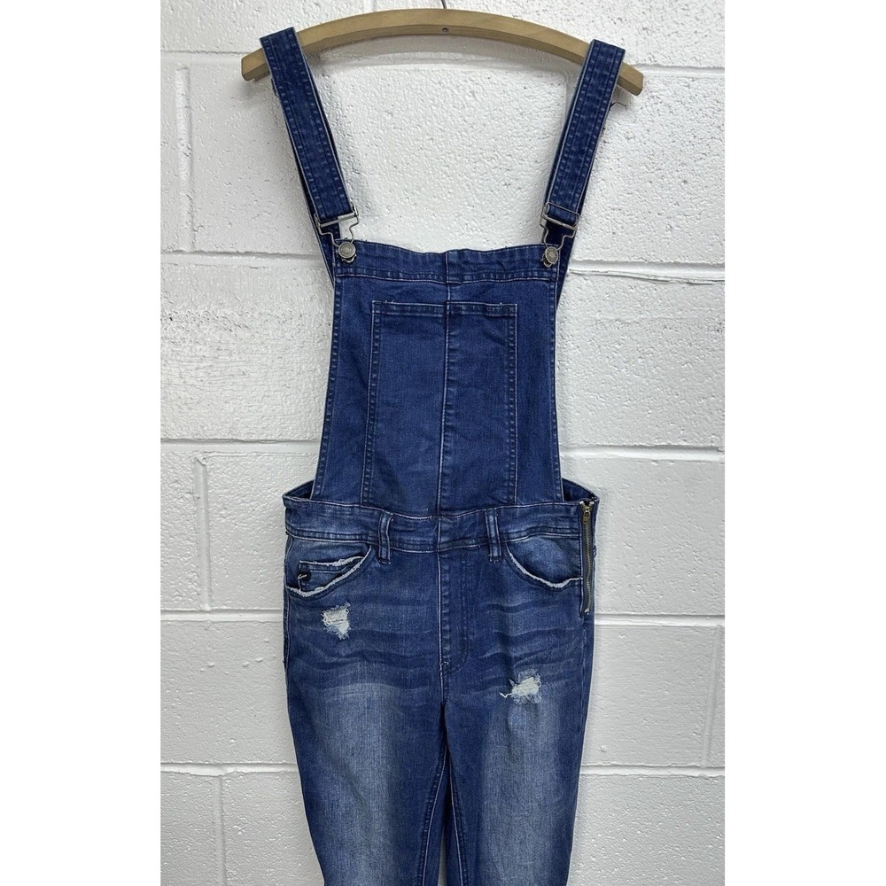KanCan Oakland High‎ Rise Ankle Skinny Overalls Dark Wash / Women's XS - Picture 3 of 7